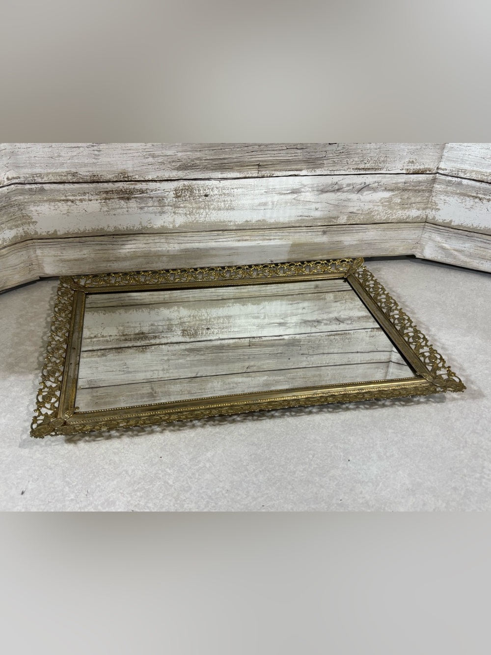 Vintage mirror vanity tray